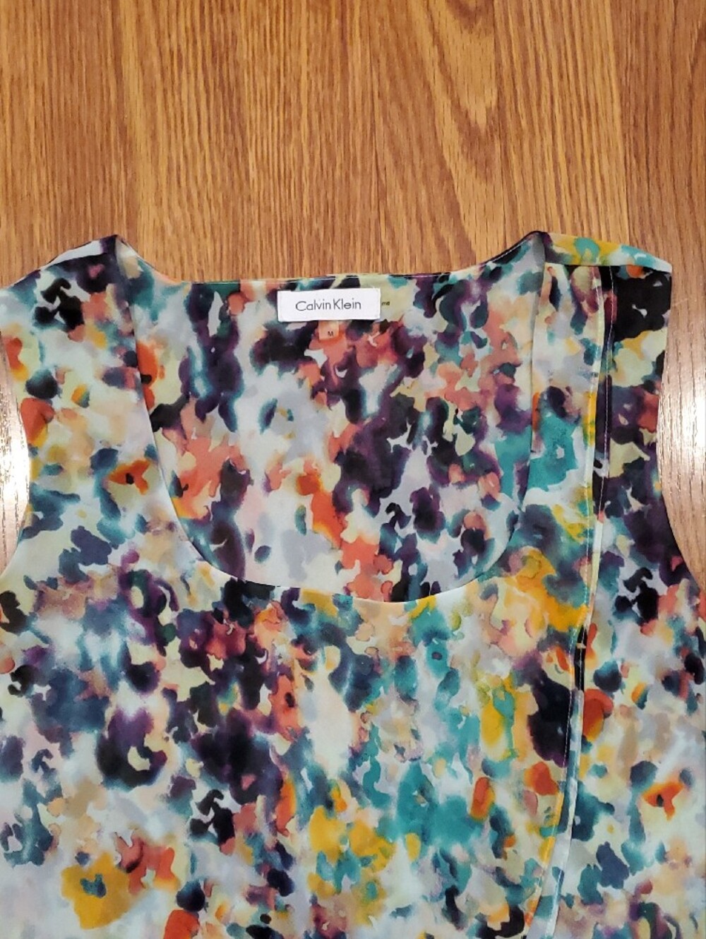 Calvin Klein Multicolor Floral Watercolor Layered Sleeveless Shirt - Picture 2 of 4